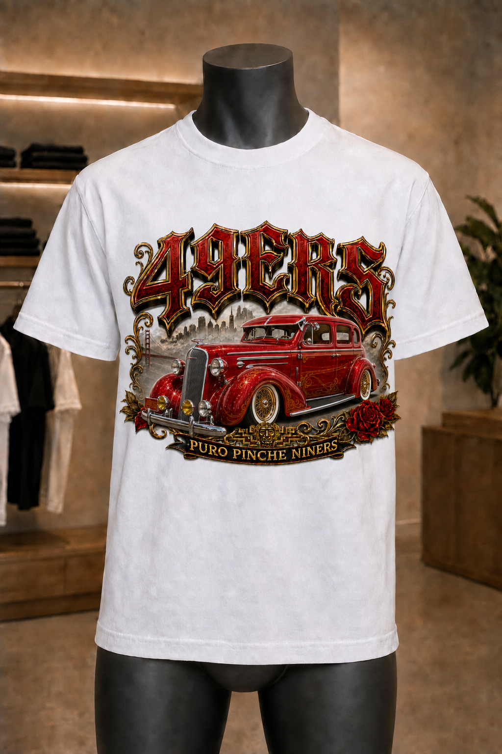49ers Lowrider Collection 1936 Master Deluxe Premium White T-Shirt