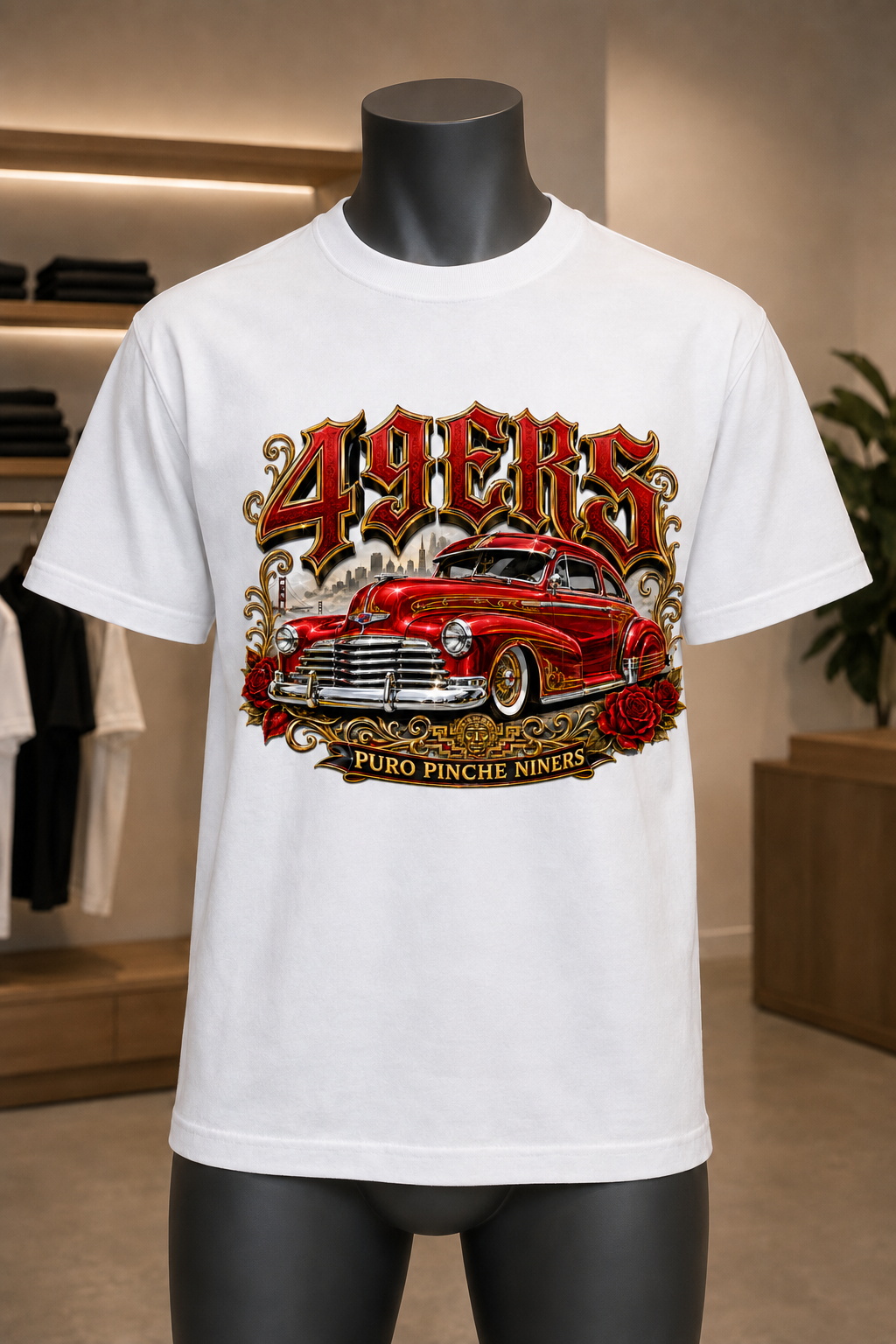 49ers Lowrider Collection 1947 Fleetline Premium White T-Shirt