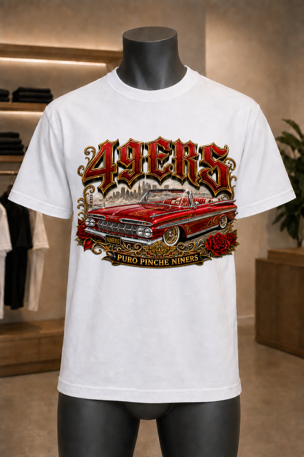 49ers Lowrider Collection 1959 Impala Premium White T-Shirt