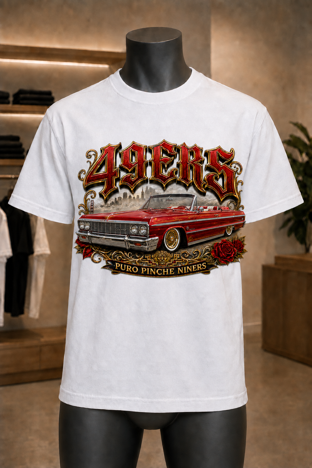 49ers Lowrider Collection 1964 Impala Premium White T-Shirt