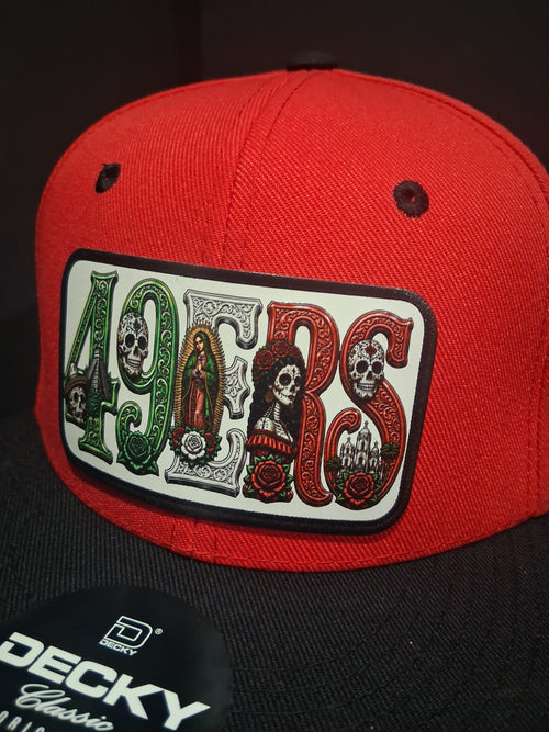 49ERS  Día de los Muertos Snapback Hat | Chicano Style Custom Patch Cap