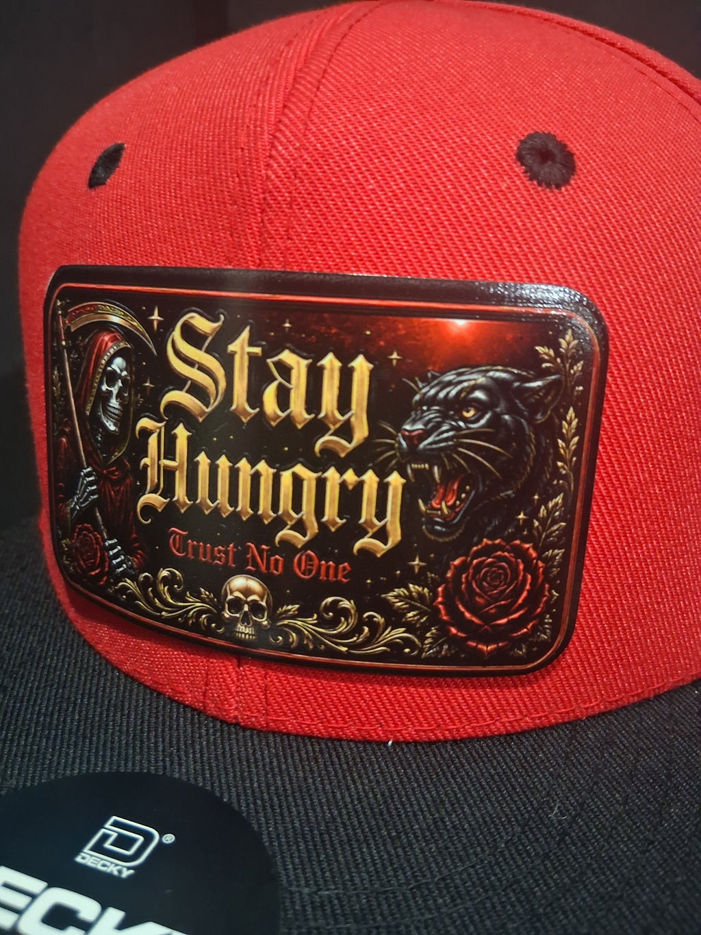 Stay Hungry Snapback Hat | Gothic Streetwear Cap | Premium Custom Patch