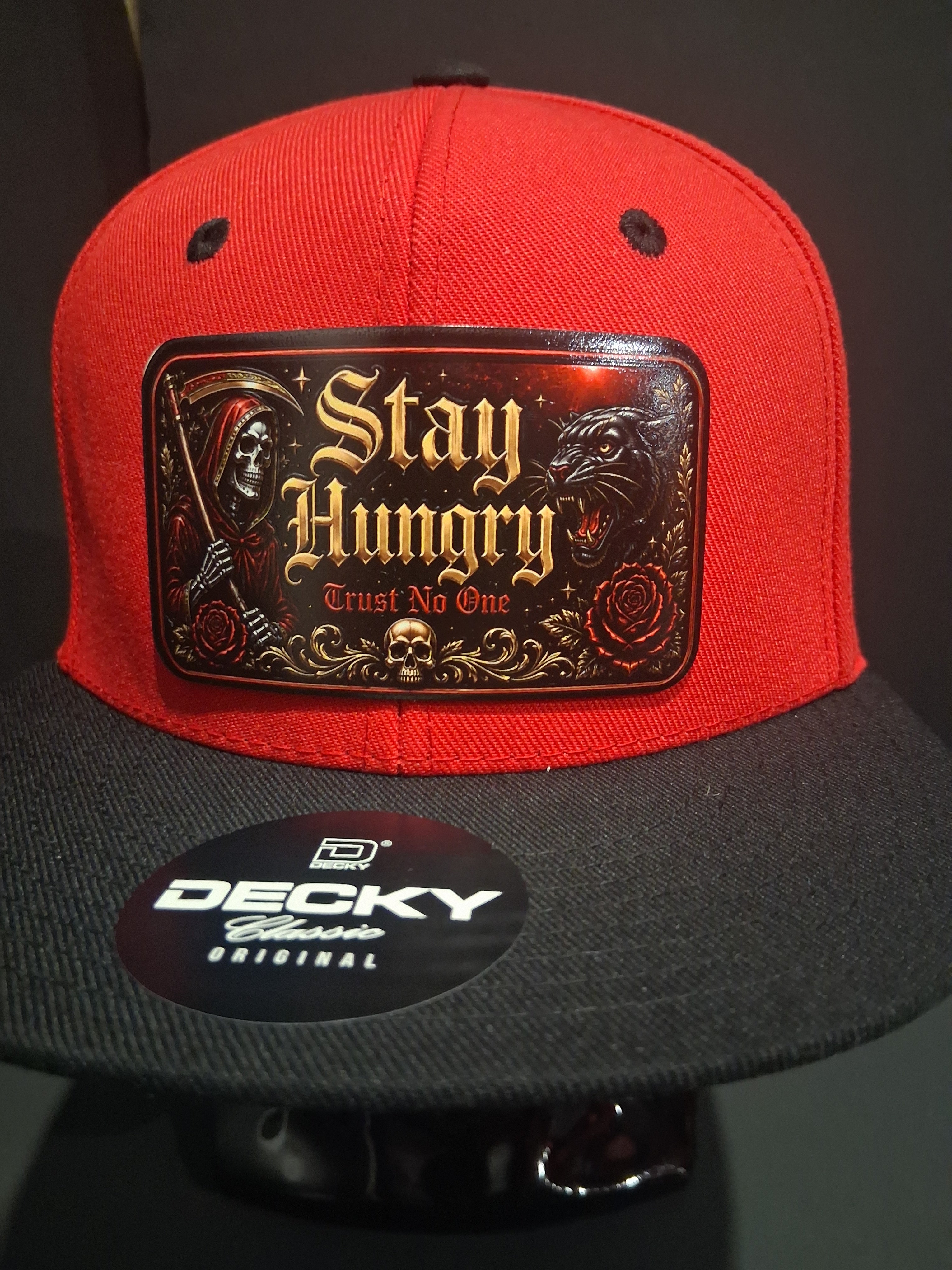 Stay Hungry Snapback Hat | Gothic Streetwear Cap | Premium Custom Patch