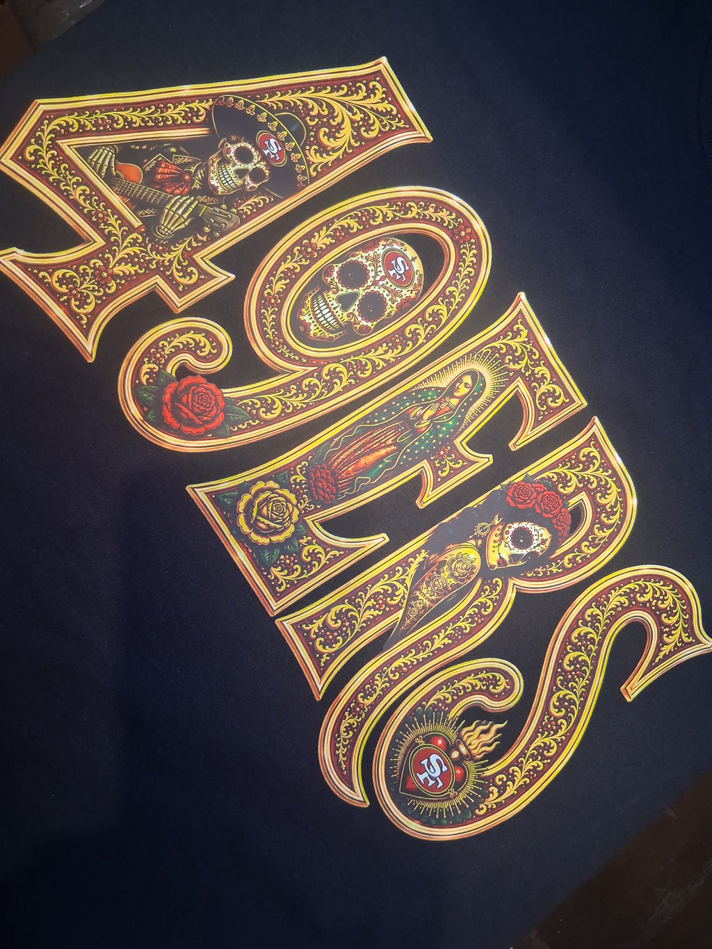 49ERS Gold Edition Día de los Muertos T-Shirt | Chicano Streetwear Graphic Tee
