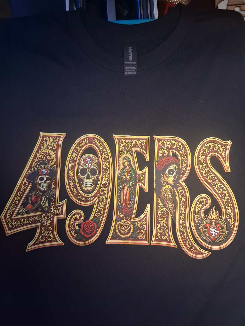 49ERS Gold Edition Día de los Muertos T-Shirt | Chicano Streetwear Graphic Tee
