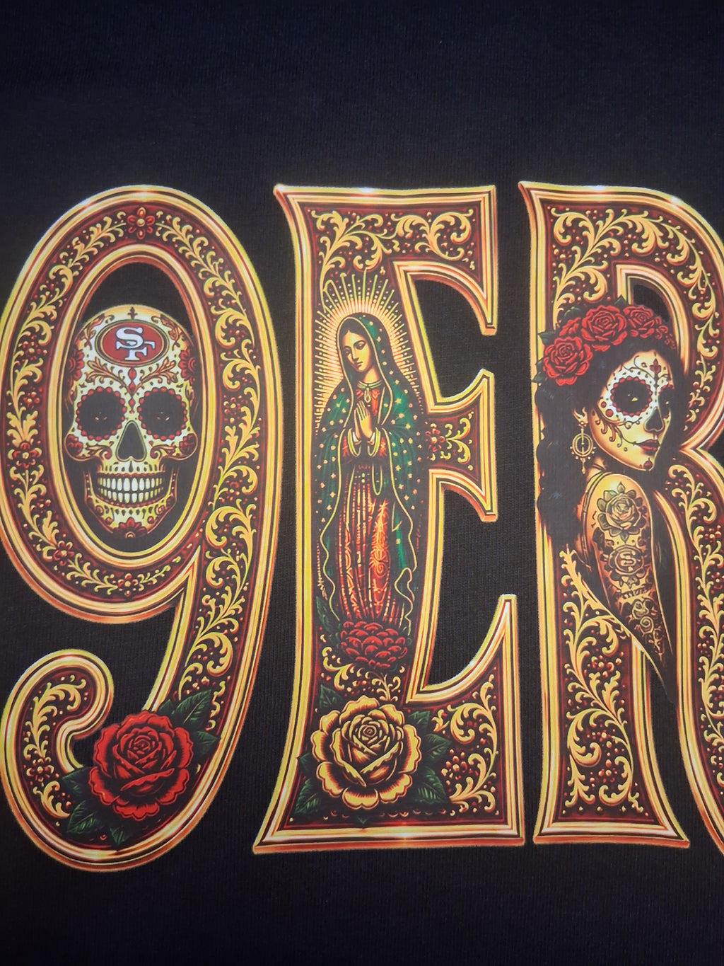 49ERS Gold Edition Día de los Muertos T-Shirt | Chicano Streetwear Graphic Tee