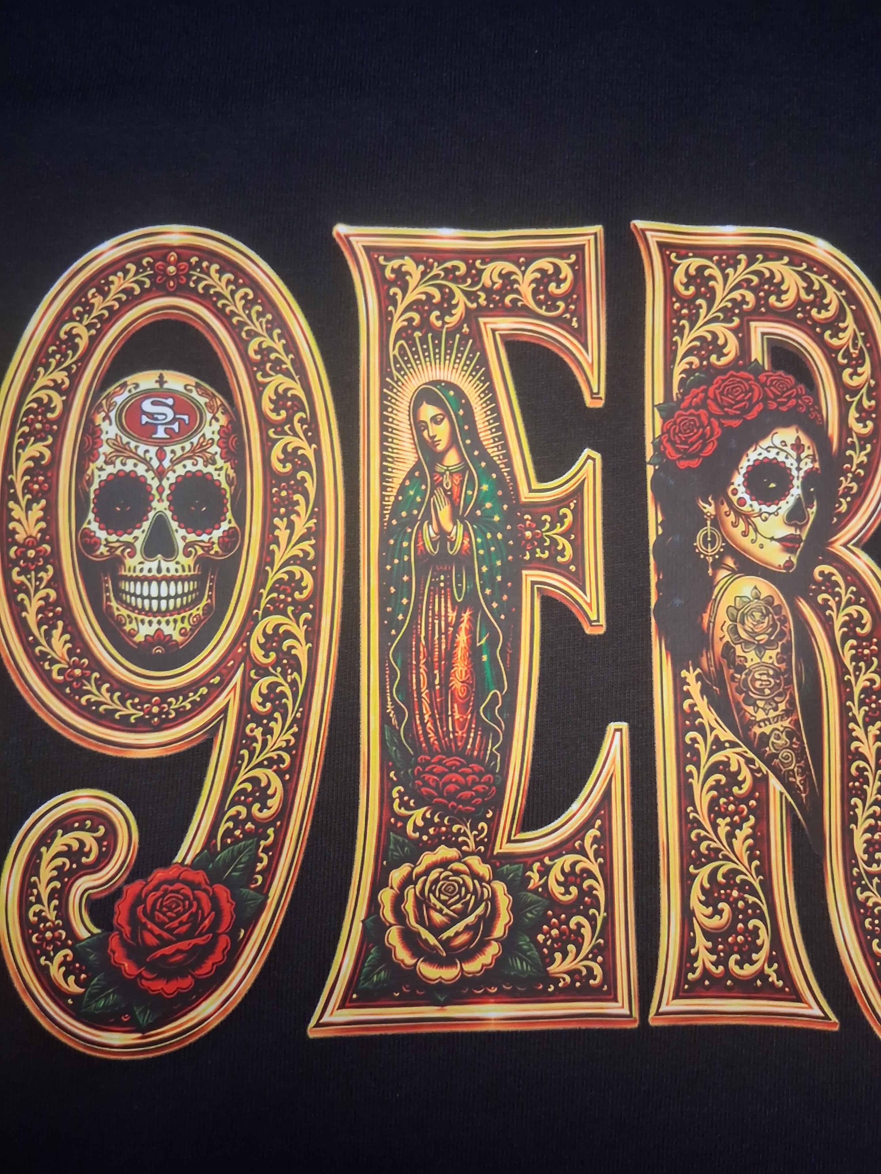 49ERS Gold Edition Día de los Muertos T-Shirt | Chicano Streetwear Graphic Tee