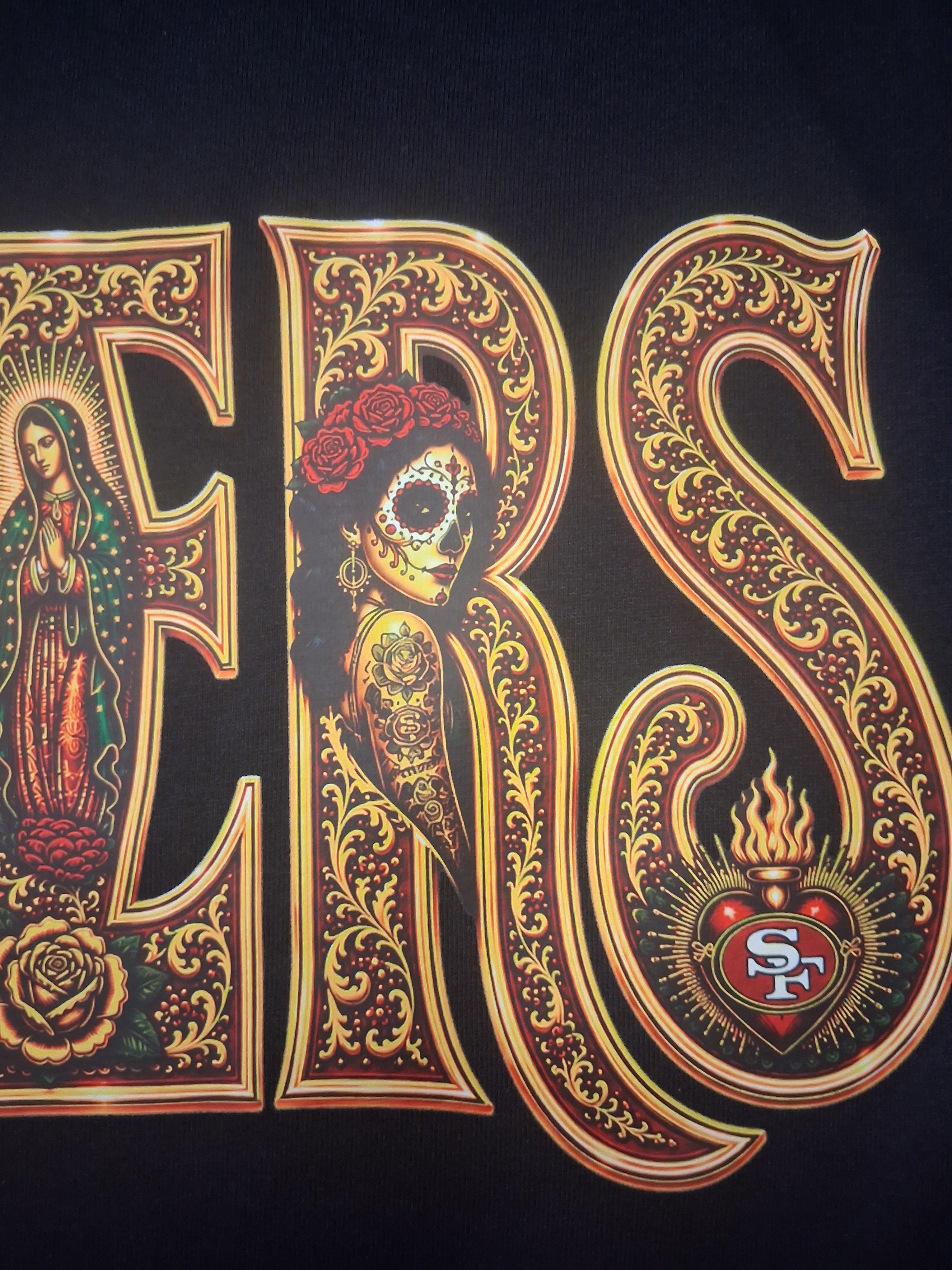 49ERS Gold Edition Día de los Muertos T-Shirt | Chicano Streetwear Graphic Tee