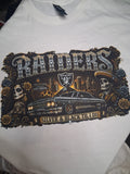 Raiders Silver & Black Chicano Lowrider Premium White T-Shirt