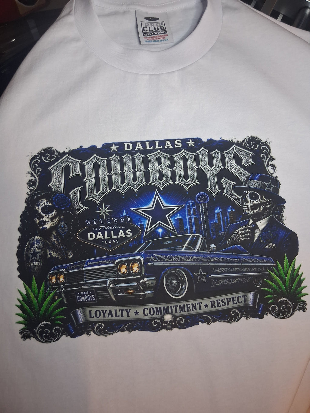 Dallas Cowboys Chicano Lowrider Premium White T-Shirt | Pro Club