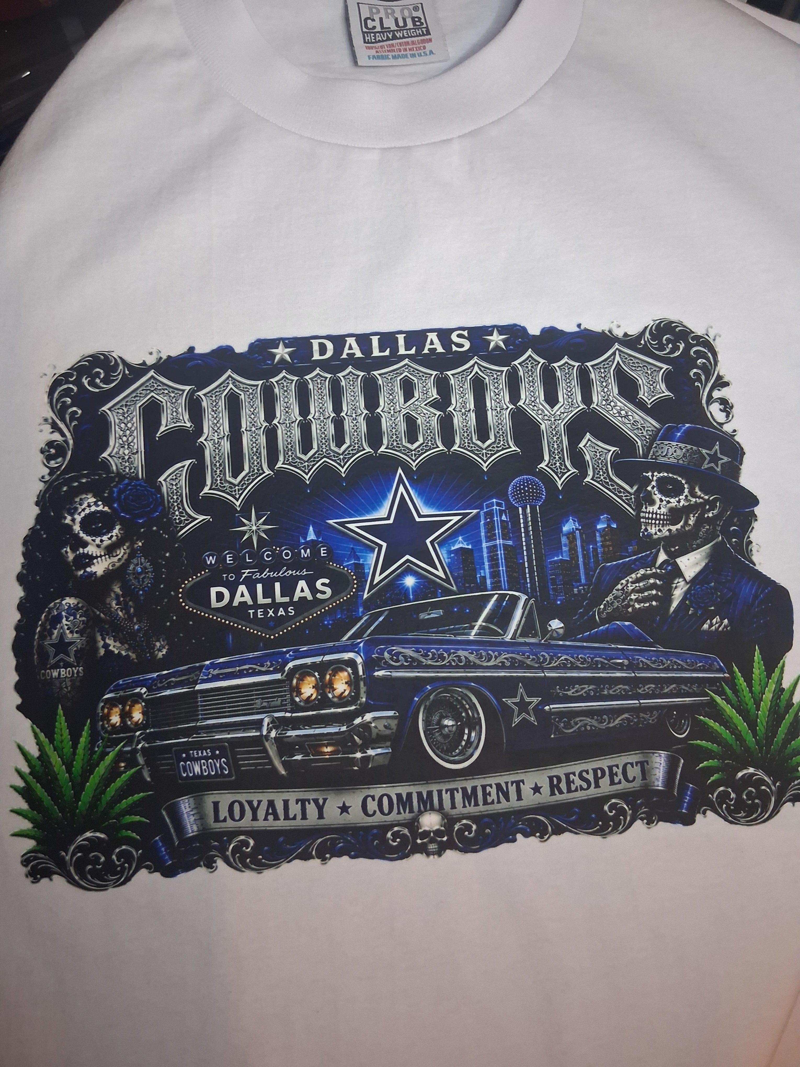 Dallas Cowboys Chicano Lowrider Premium White T-Shirt | Pro Club
