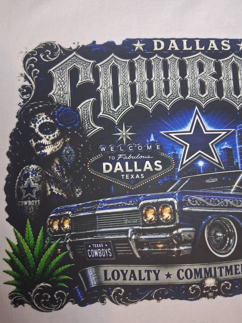 Dallas Cowboys Chicano Lowrider Premium White T-Shirt | Pro Club