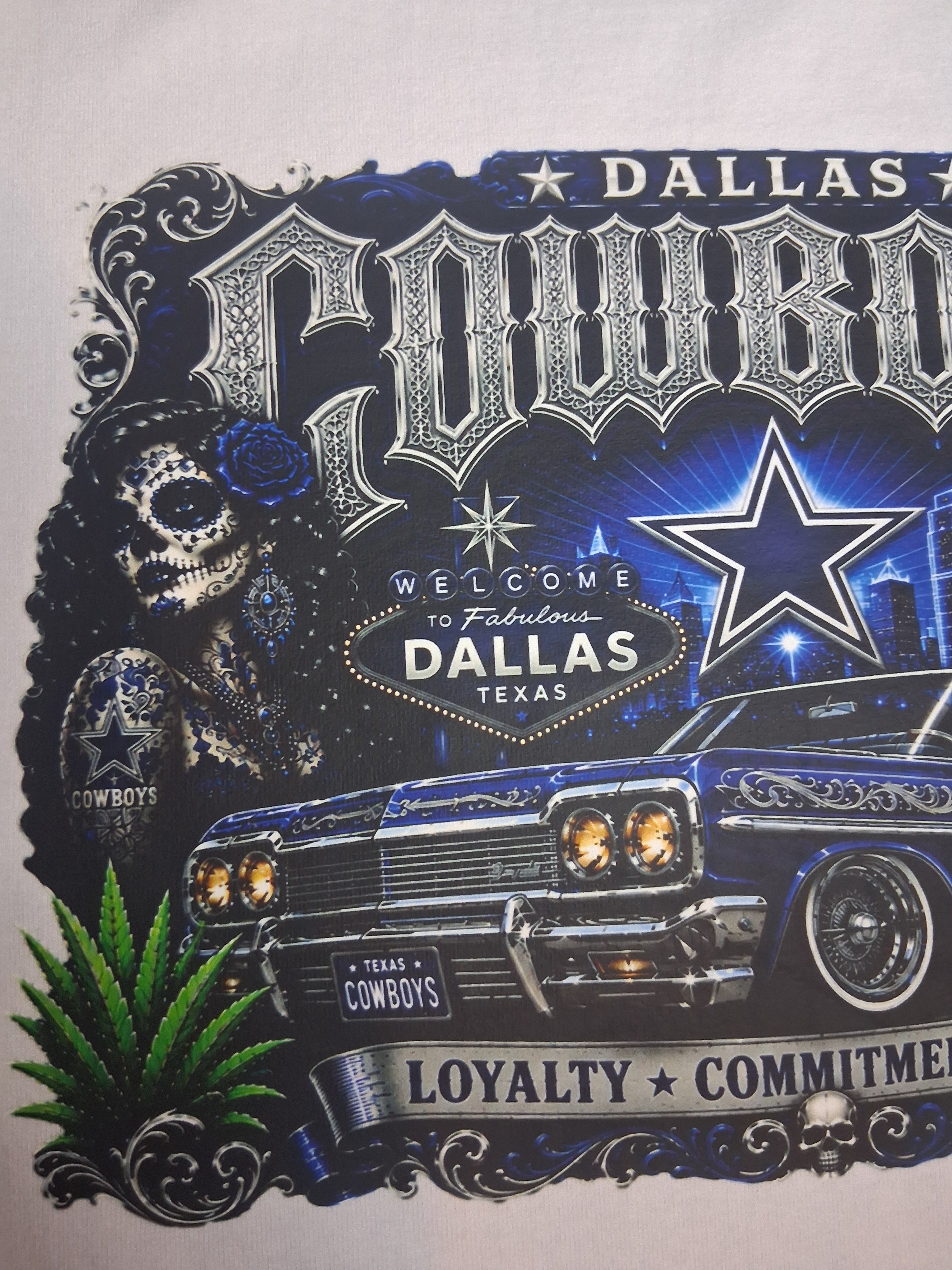 Dallas Cowboys Chicano Lowrider Premium White T-Shirt | Pro Club