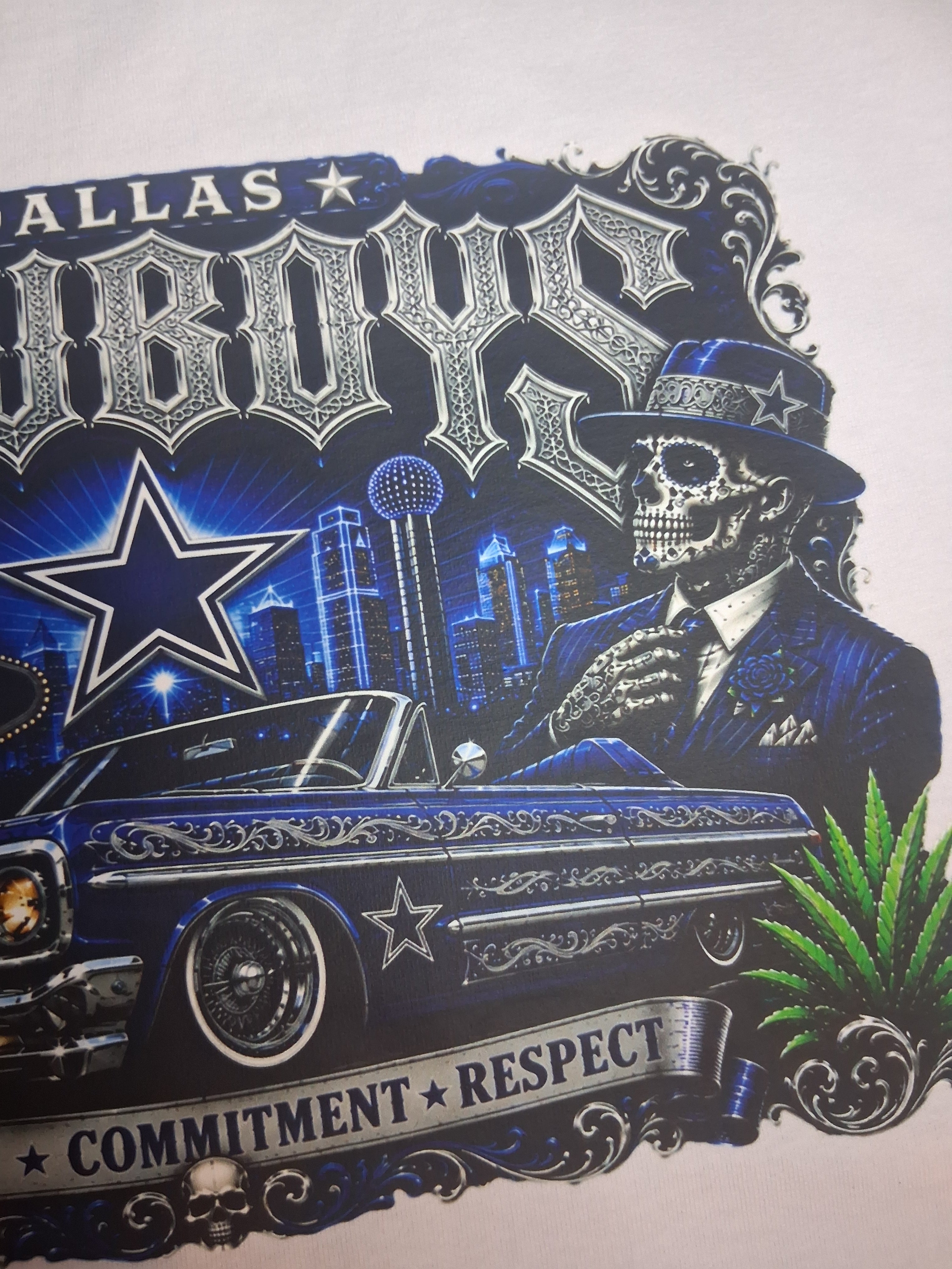 Dallas Cowboys Chicano Lowrider Premium White T-Shirt | Pro Club