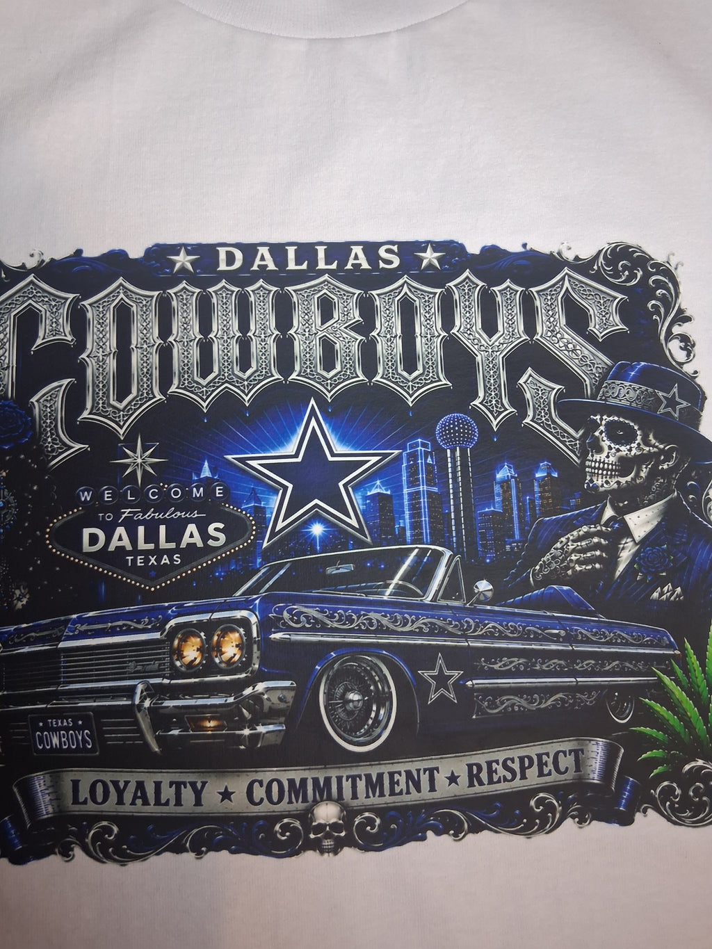 Dallas Cowboys Chicano Lowrider Premium White T-Shirt | Pro Club