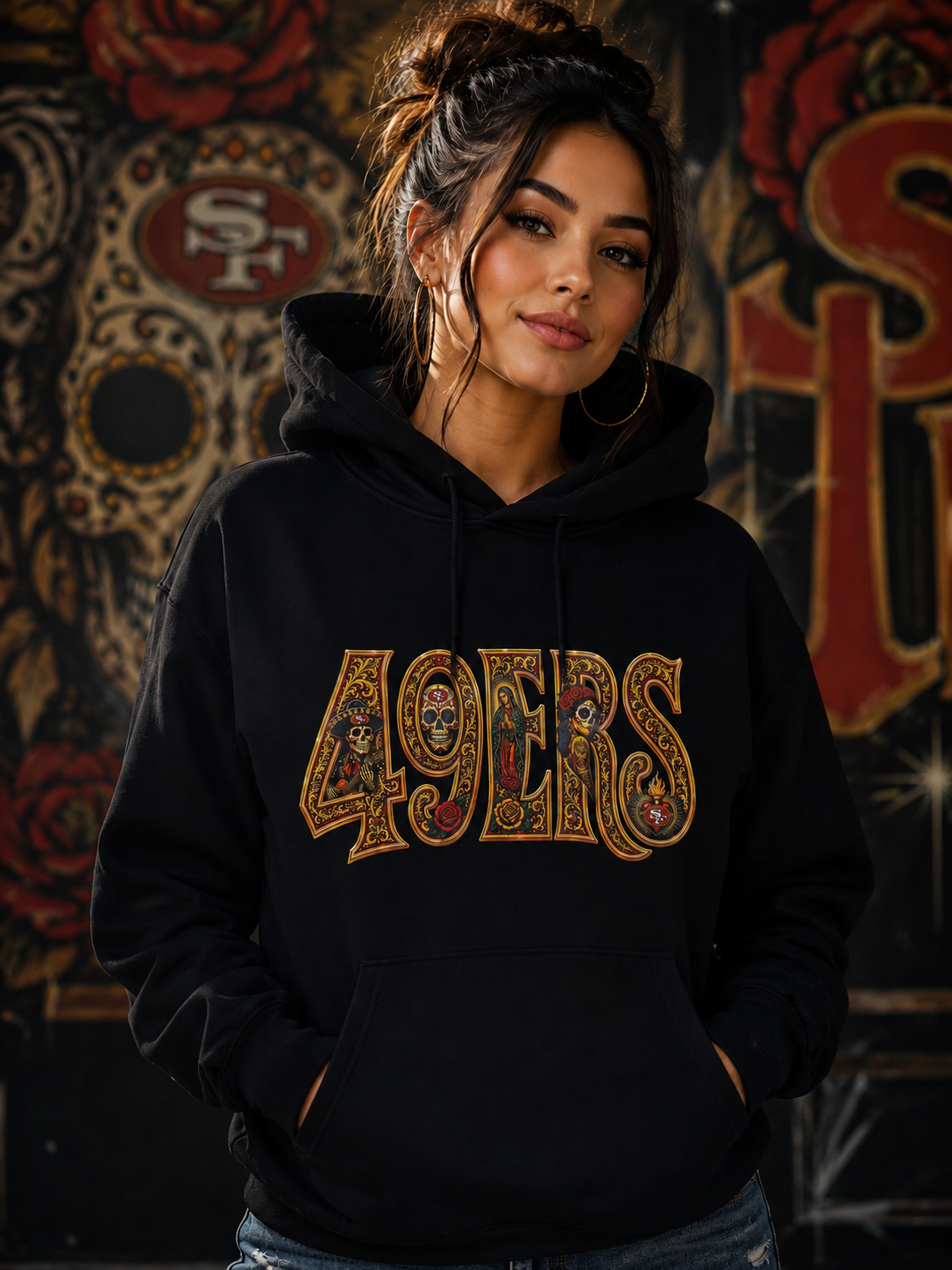 49ERS Día de los Muertos Premium Hoodie – Wear Your Faithful Pride