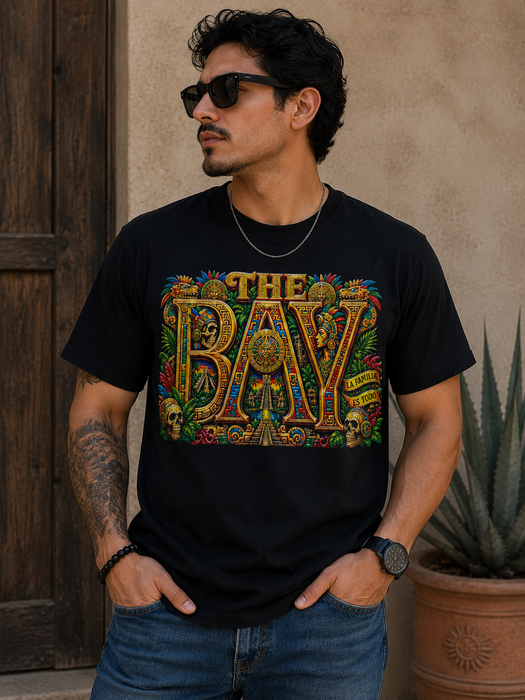 THE BAY Mexican Heritage Tee | Chicano Aztec Graphic T-Shirt | Bay Area Streetwear