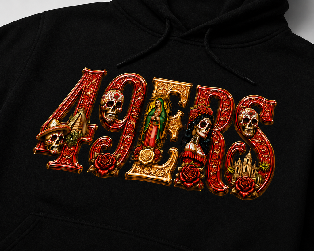 49ERS Mexican Heritage Black Hoodie – Día de los Muertos Streetwear