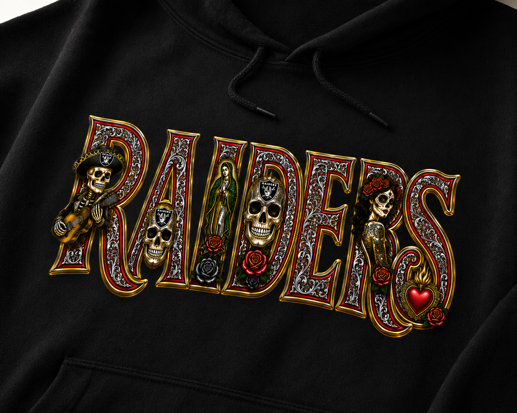 RAIDERS Día de los Muertos Premium Hoodie | Chicano Streetwear |