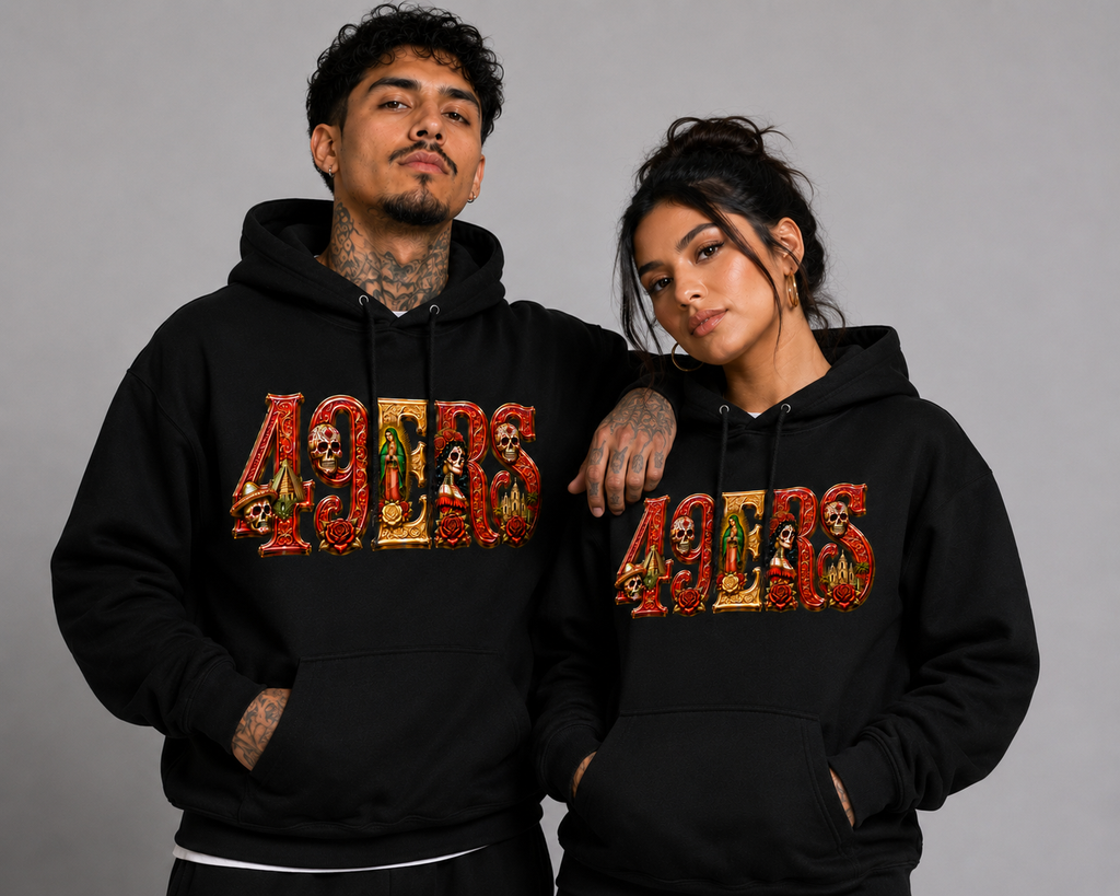 49ERS Mexican Heritage Black Hoodie – Día de los Muertos Streetwear