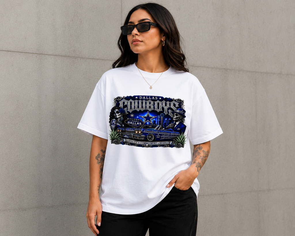 Dallas Cowboys Chicano Lowrider Premium White T-Shirt | Pro Club