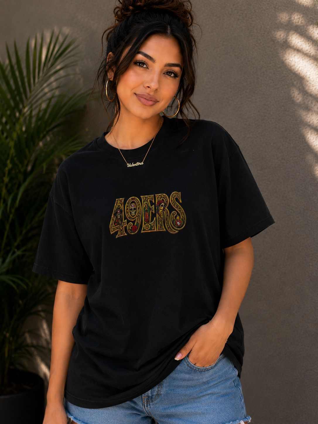 49ERS Gold Edition Día de los Muertos T-Shirt | Chicano Streetwear Graphic Tee