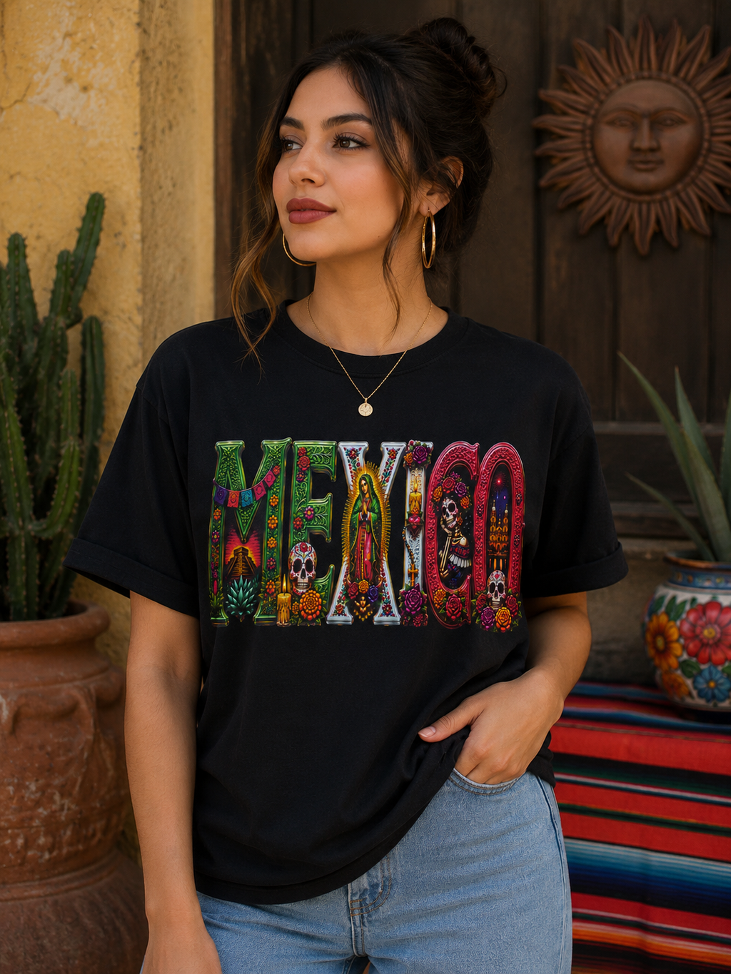 Mexico Heritage Shirt | Virgen de Guadalupe, Catrina, Floral Designs