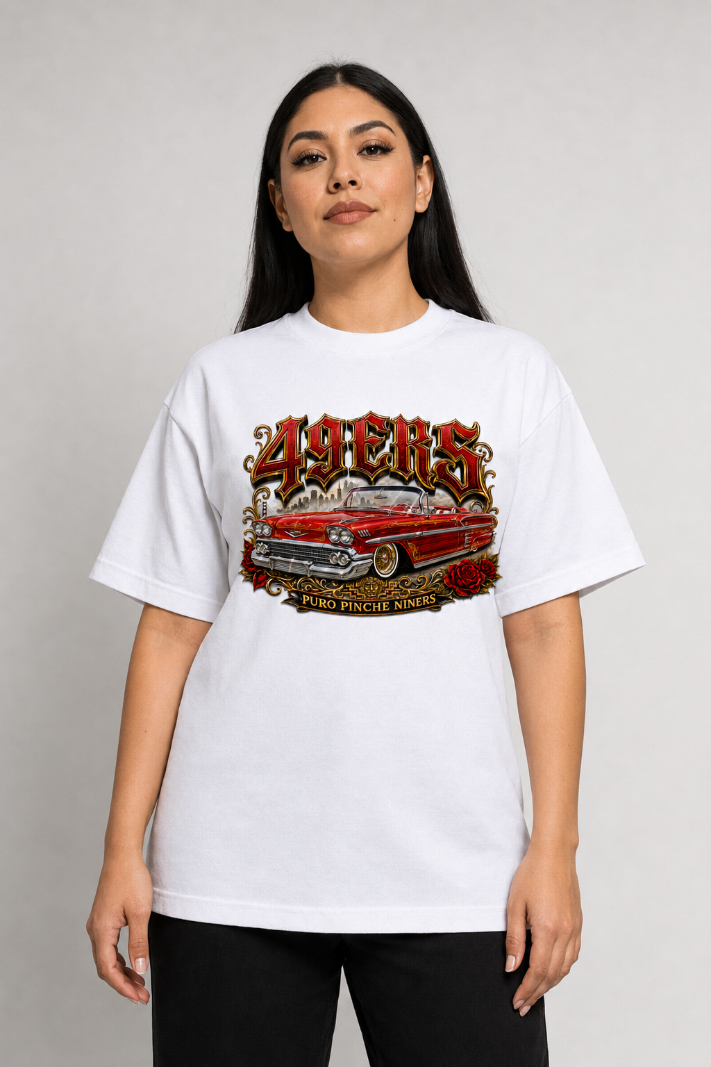 49ers Lowrider Collection – Classic Car Premium White T-Shirt