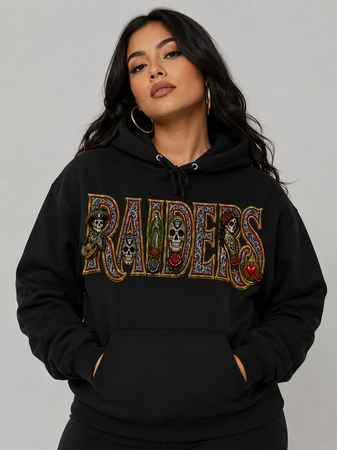 RAIDERS Día de los Muertos Premium Hoodie | Chicano Streetwear |