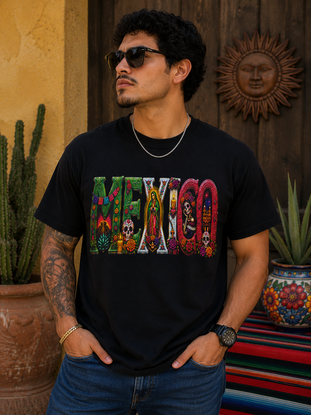 Mexico Heritage Shirt | Virgen de Guadalupe, Catrina, Floral Designs