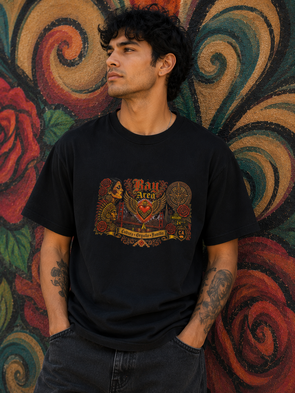Cultura Orgullo Familia Tee | Bay Area Chicano Aztec Lowrider Graphic Shirt