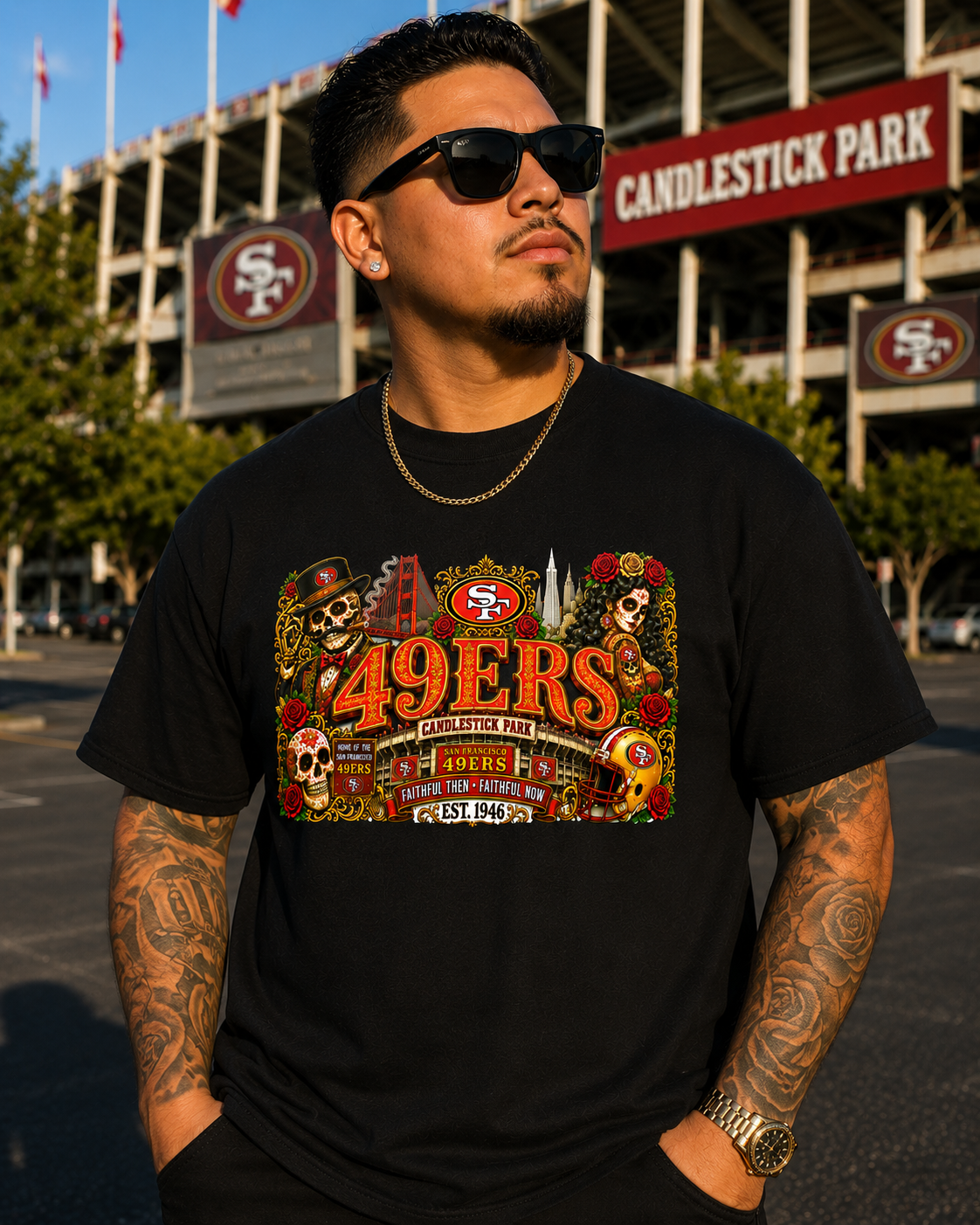 🏈 San Francisco 49ERS – Candlestick Park Heritage Tee