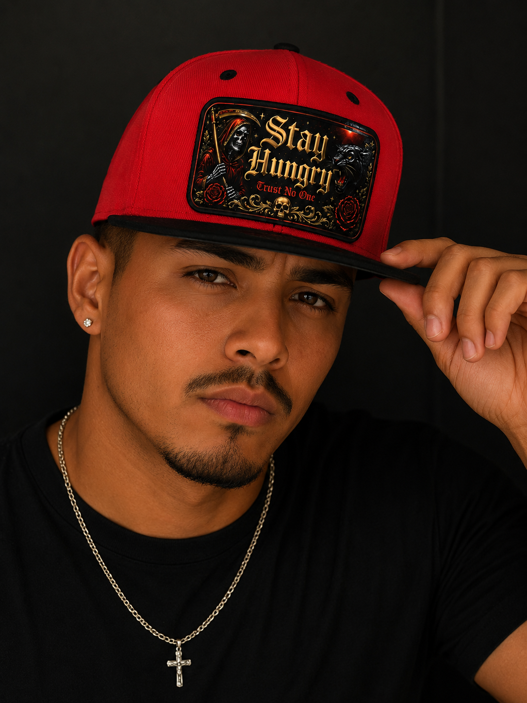 Stay Hungry Snapback Hat | Gothic Streetwear Cap | Premium Custom Patch