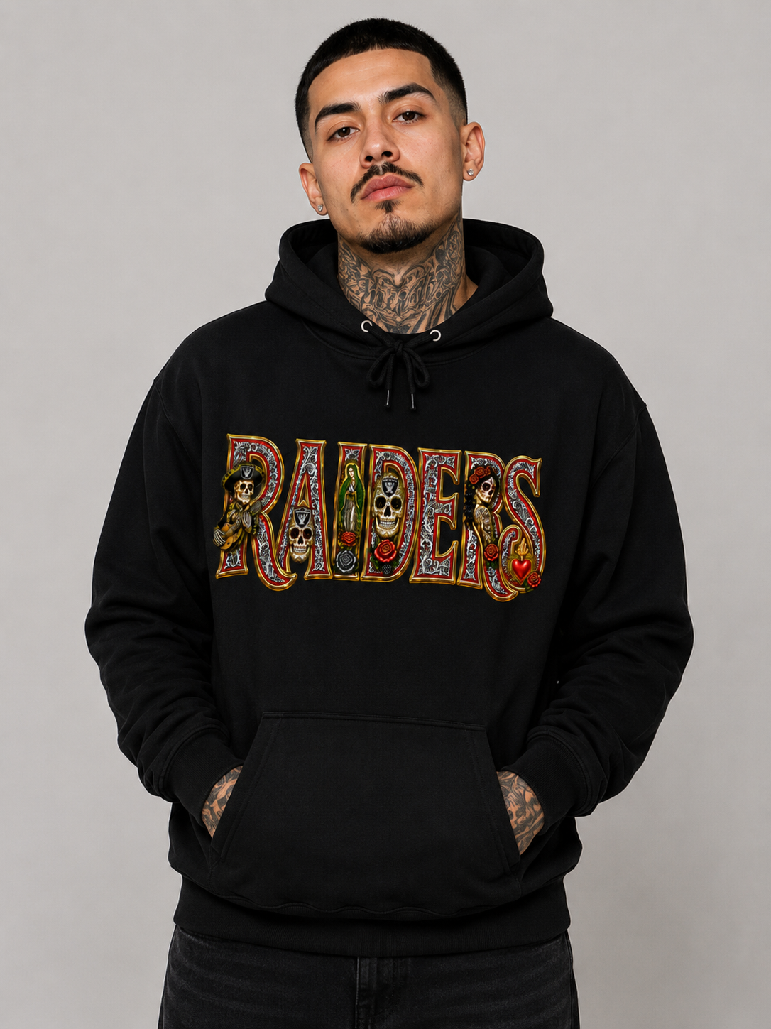 RAIDERS Día de los Muertos Premium Hoodie | Chicano Streetwear |