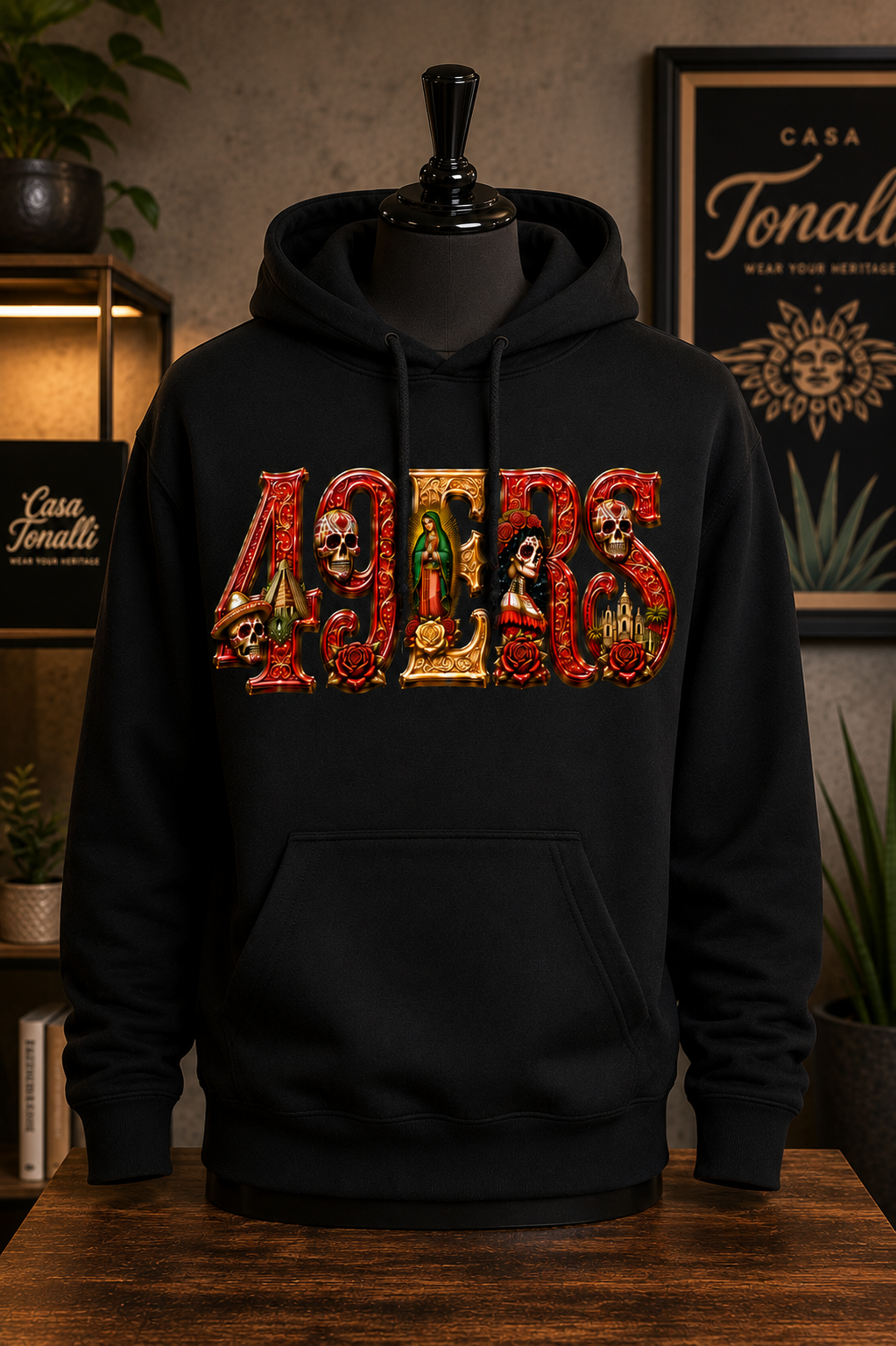 49ERS Mexican Heritage Black Hoodie – Día de los Muertos Streetwear