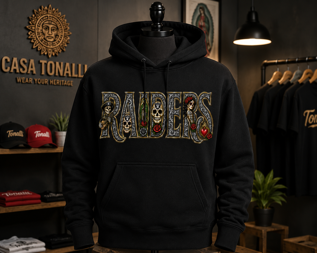 RAIDERS Día de los Muertos Premium Hoodie | Chicano Streetwear |