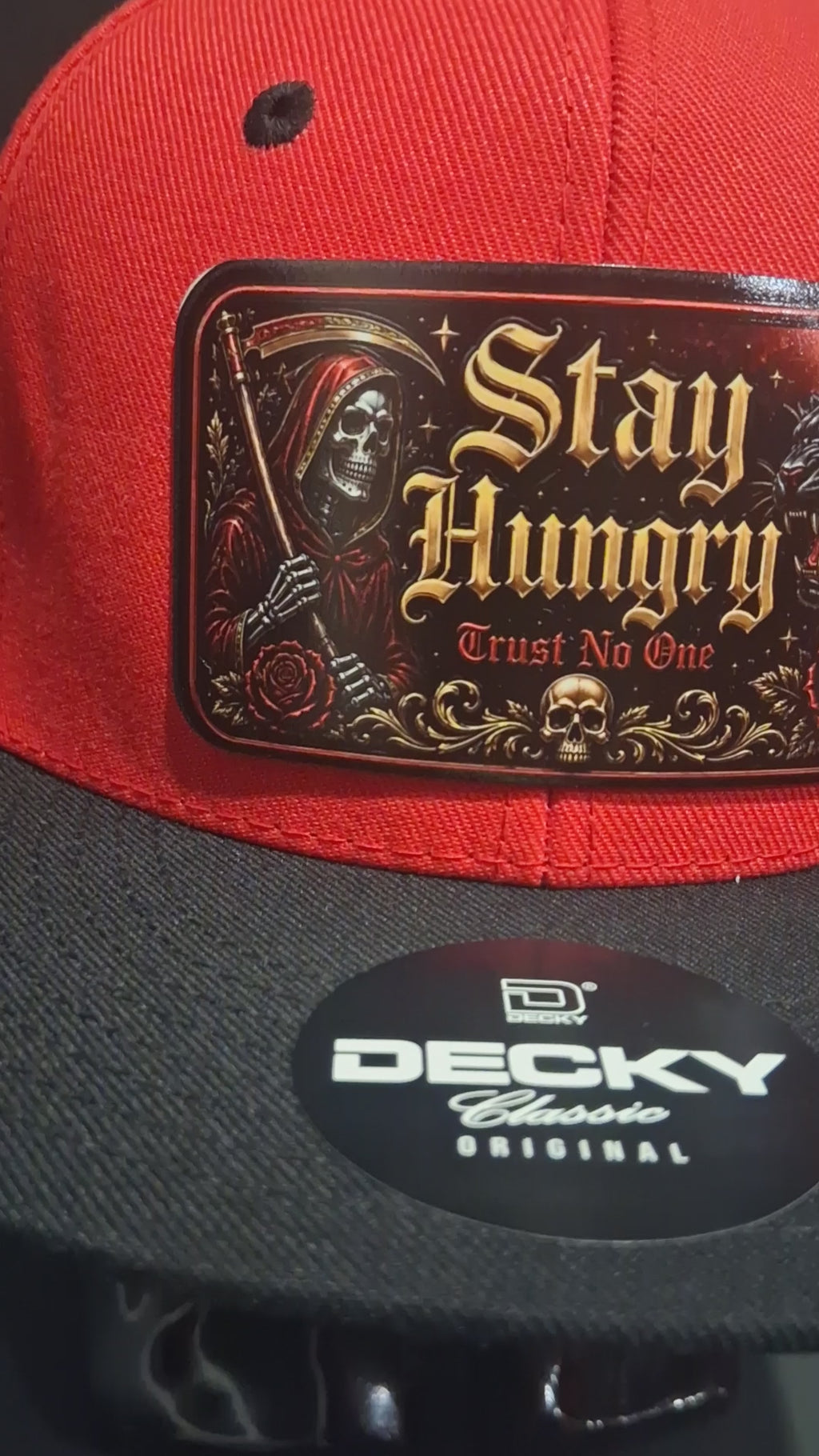 Stay Hungry Snapback Hat | Gothic Streetwear Cap | Premium Custom Patch