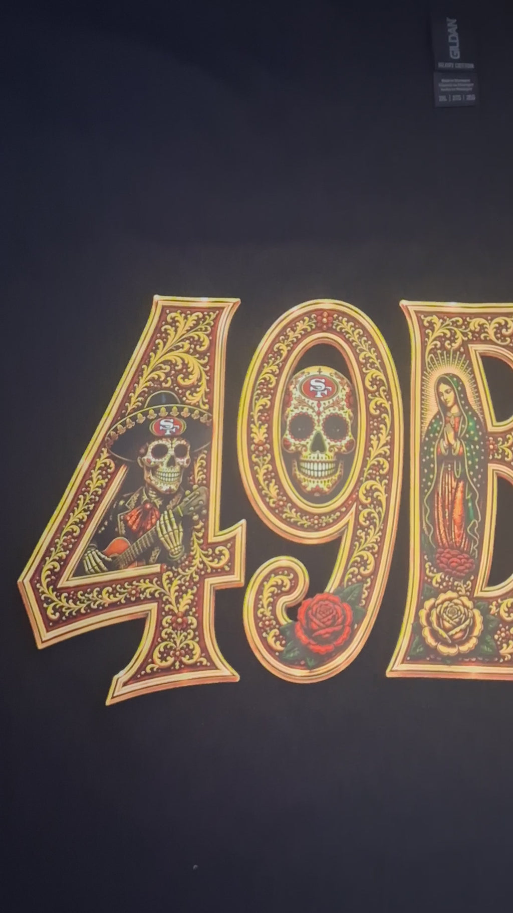 49ERS Gold Edition Día de los Muertos T-Shirt | Chicano Streetwear Graphic Tee
