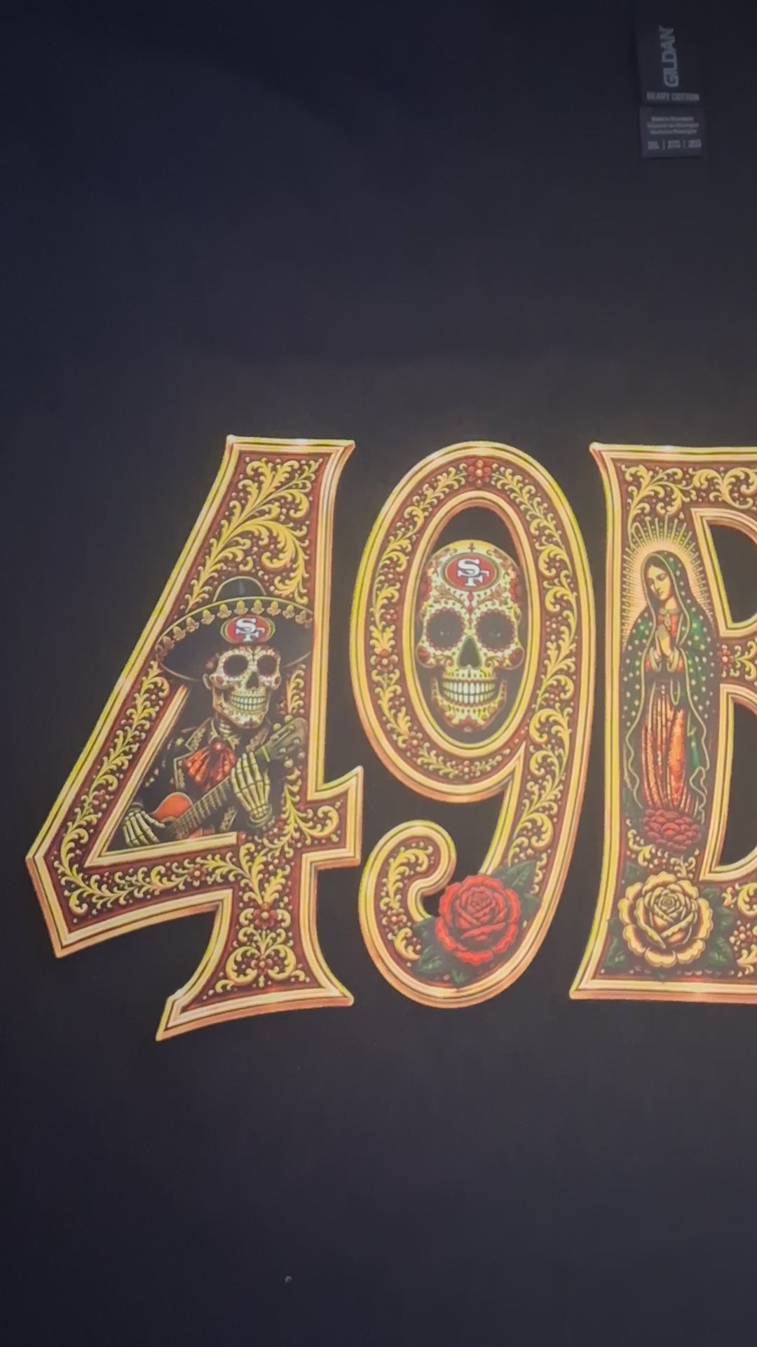 49ERS Gold Edition Día de los Muertos T-Shirt | Chicano Streetwear Graphic Tee