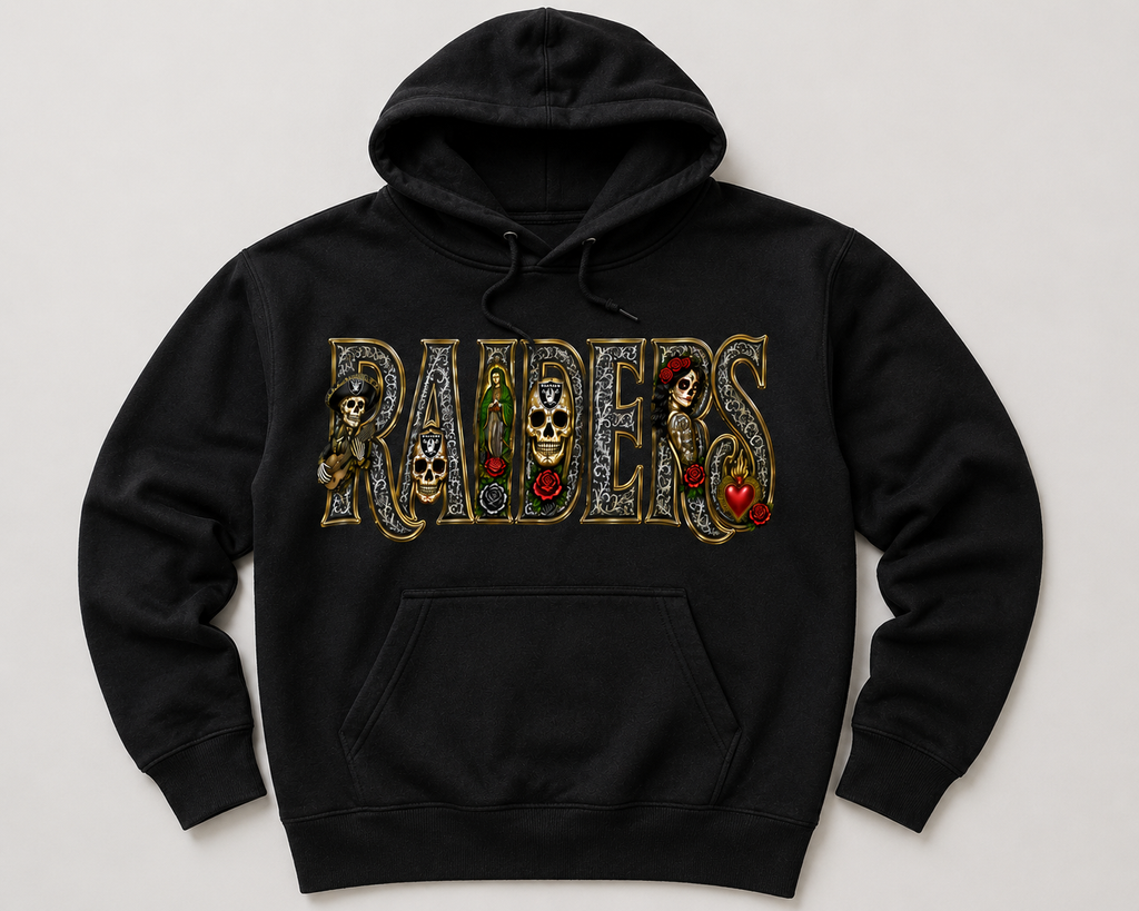 RAIDERS Día de los Muertos Premium Hoodie | Chicano Streetwear |