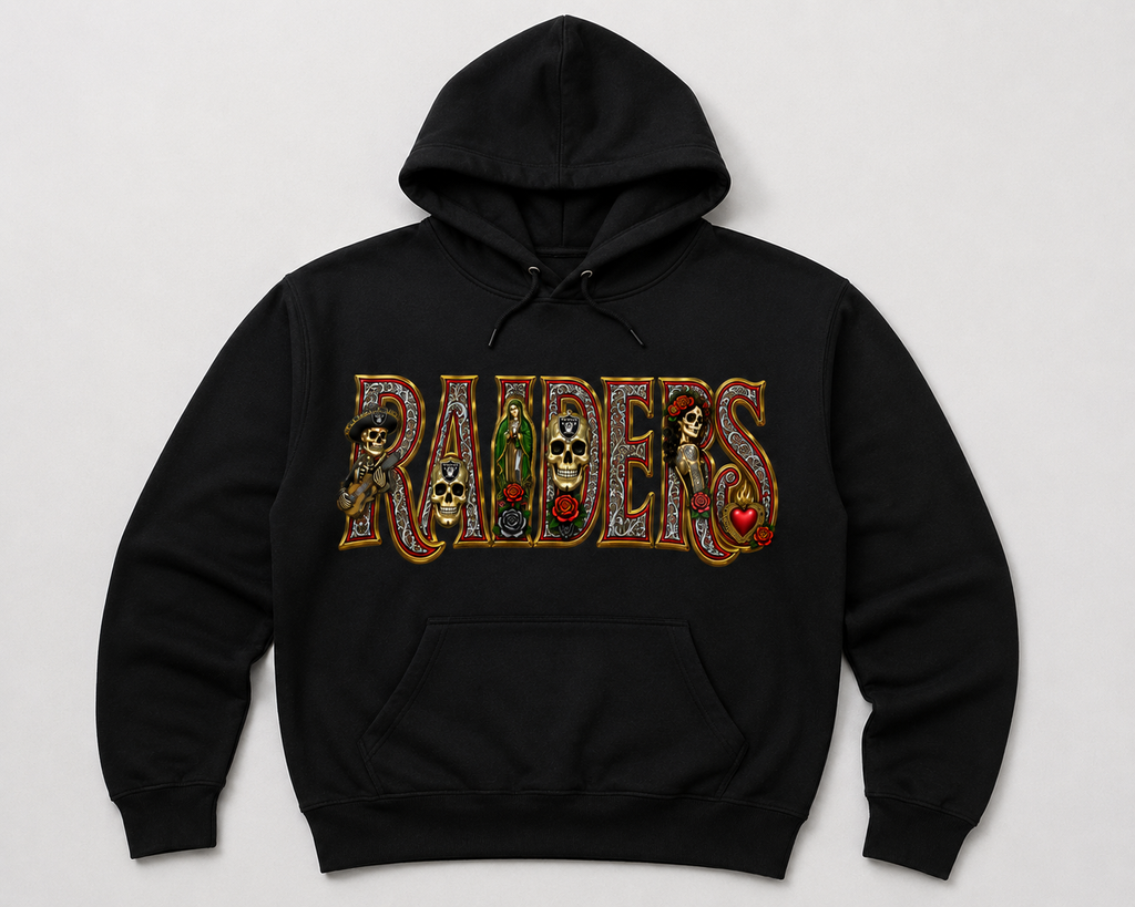RAIDERS Día de los Muertos Premium Hoodie | Chicano Streetwear |