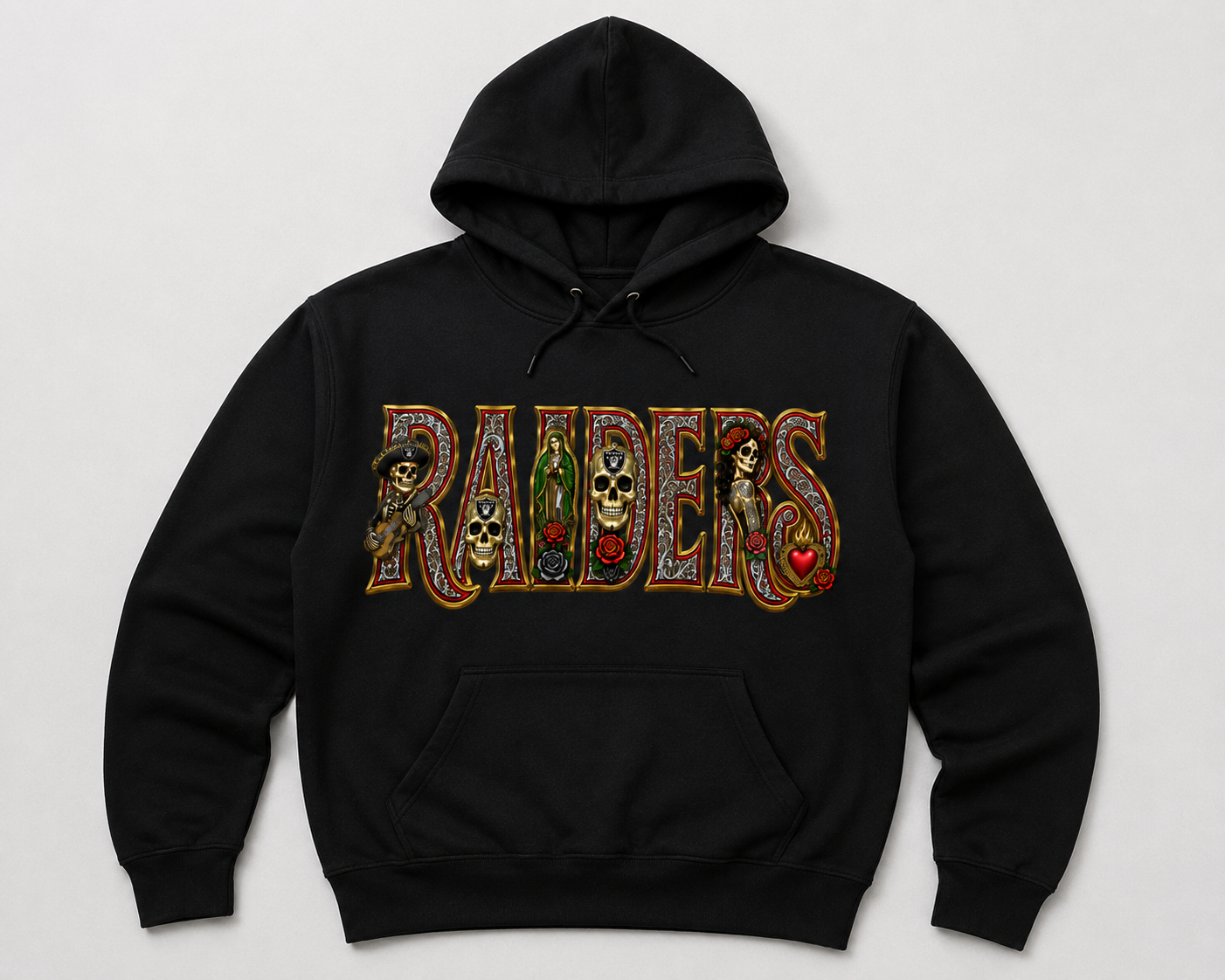 RAIDERS Día de los Muertos Premium Hoodie | Chicano Streetwear |