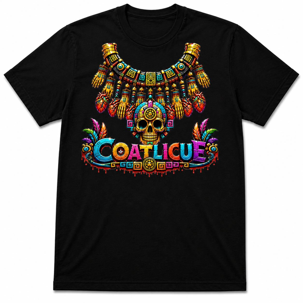 Coatlicue Aztec Skull Graphic T-Shirt