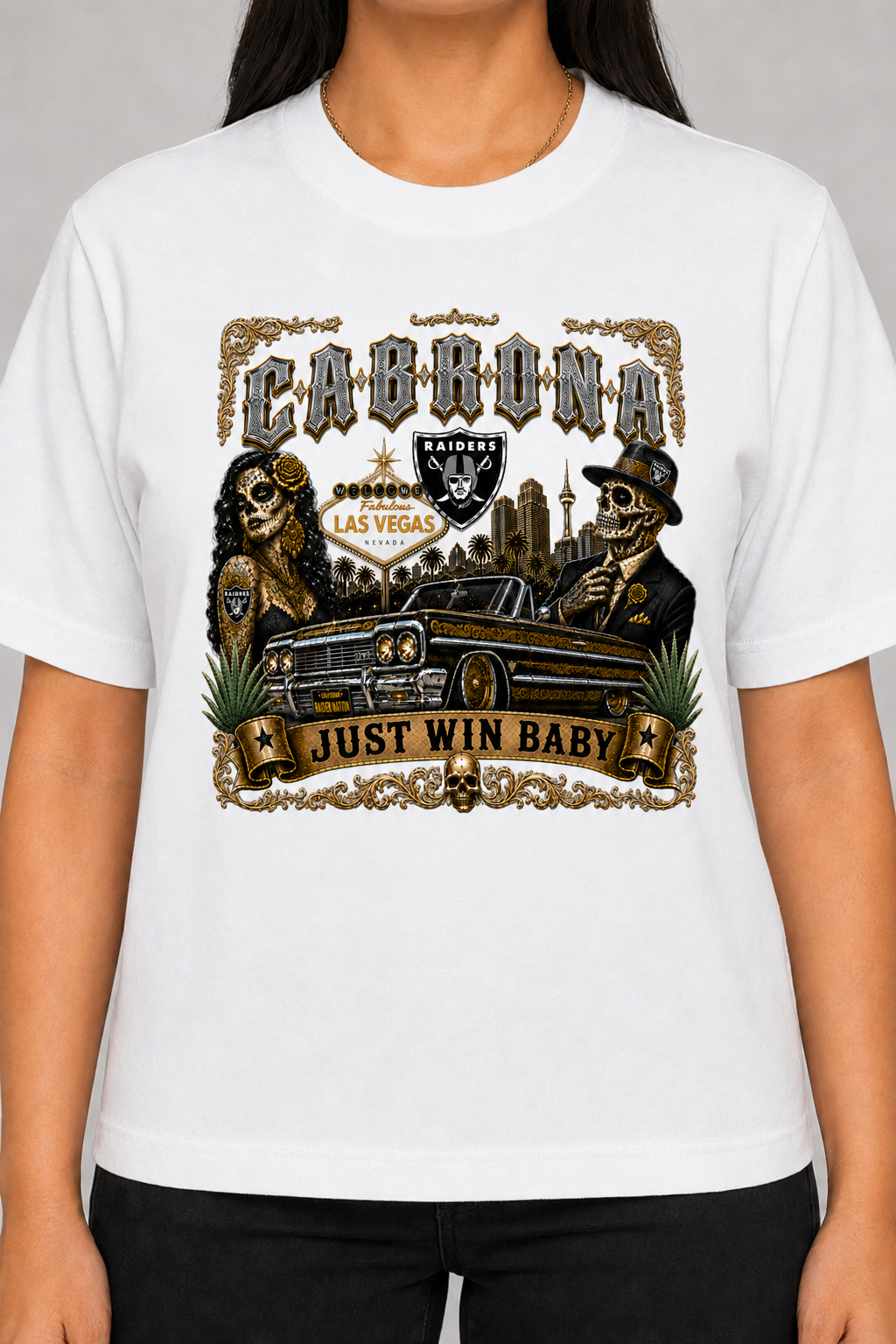 Raiders Cabrona Chicano Lowrider T-Shirt – White or Black